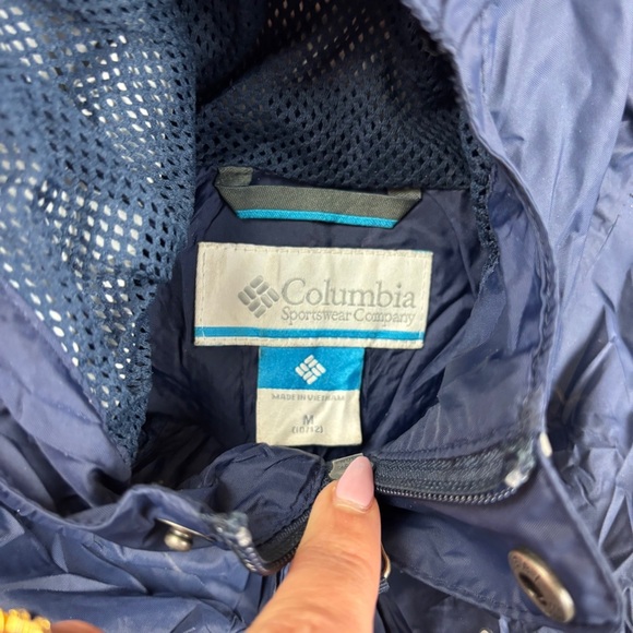 COLUMBIA Boys Navy Blue Omni Tech Hooded Rain Jacket Coat size: Medium (10/12) - Picture 5 of 6